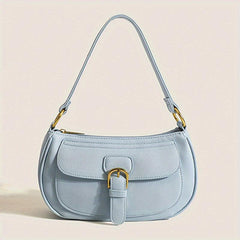 Versatile Shoulder Bag Zipper Faux Leather Handbag