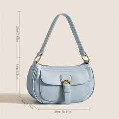 Versatile Shoulder Bag Zipper Faux Leather Handbag