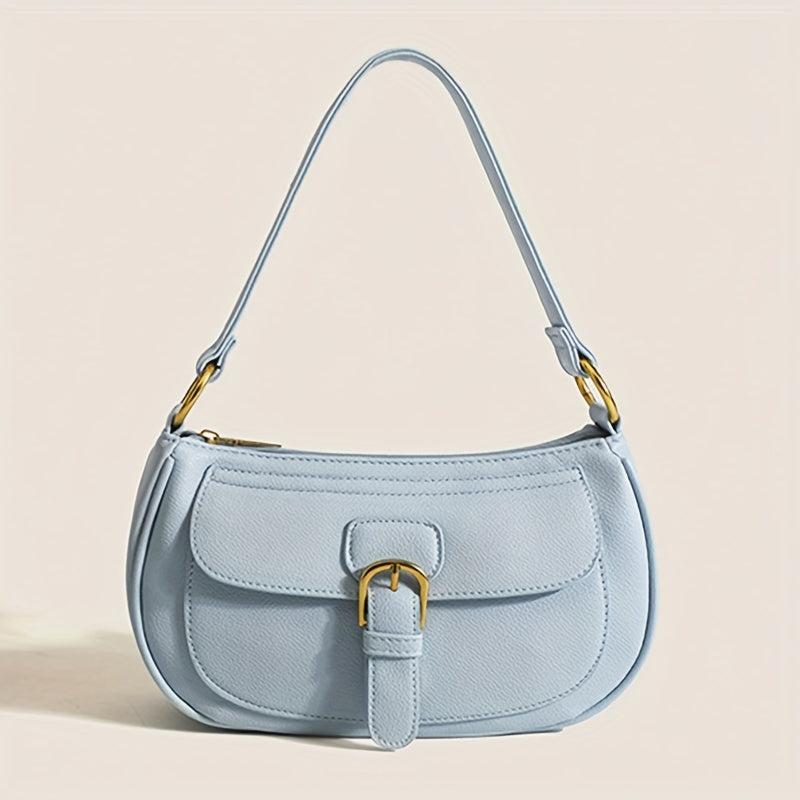 Versatile Shoulder Bag Zipper Faux Leather Handbag
