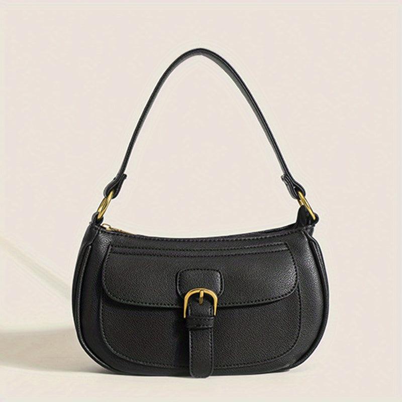 Versatile Shoulder Bag Zipper Faux Leather Handbag