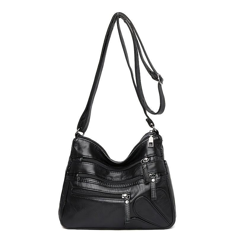 Faux Leather Shoulder Bag Crossbody Bag for Elderly Shopping