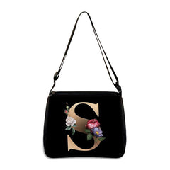 Alphabet Flower Print Crossbody Bag Large Capacity Shoulder Bag