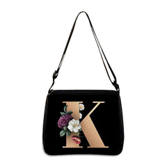 Alphabet Flower Print Crossbody Bag Large Capacity Shoulder Bag