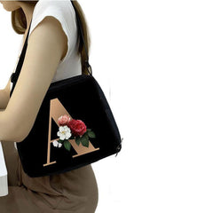 Alphabet Flower Print Crossbody Bag Large Capacity Shoulder Bag