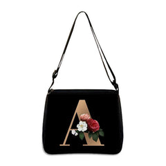Alphabet Flower Print Crossbody Bag Large Capacity Shoulder Bag