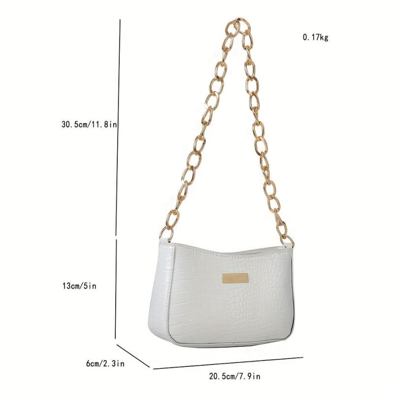 Crocodile Print Zipper Shoulder Bag PU Leather Square Underarm Bag