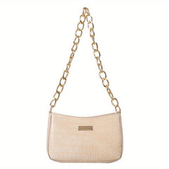 Crocodile Print Zipper Shoulder Bag PU Leather Square Underarm Bag