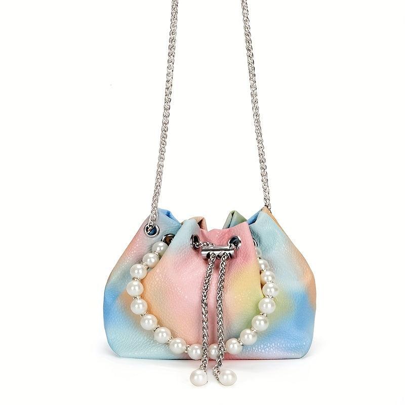 Mini Ombre Drawstring Bucket Bag Chain Crossbody Bag