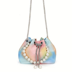 Mini Ombre Drawstring Bucket Bag Chain Crossbody Bag