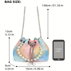 Mini Ombre Drawstring Bucket Bag Chain Crossbody Bag