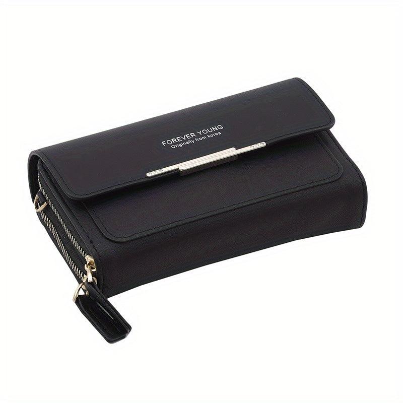 Letter Graphic Square Crossbody Bag PU Leather Clutch Phone Purse