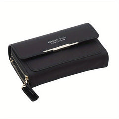 Letter Graphic Square Crossbody Bag PU Leather Clutch Phone Purse