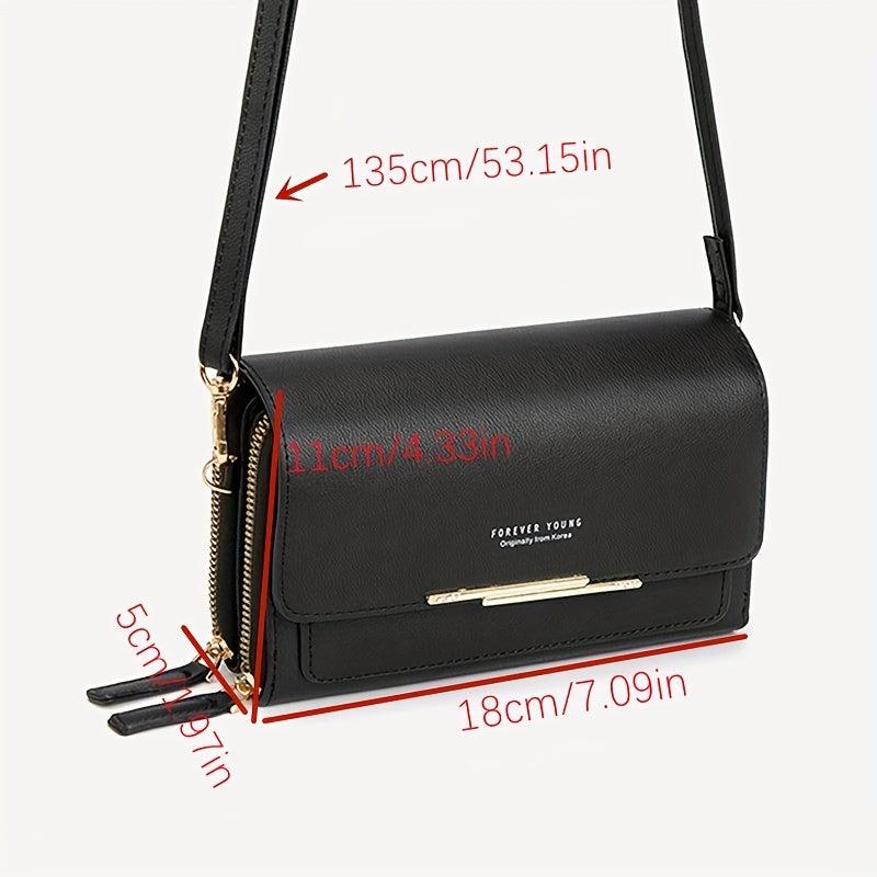 Letter Graphic Square Crossbody Bag PU Leather Clutch Phone Purse