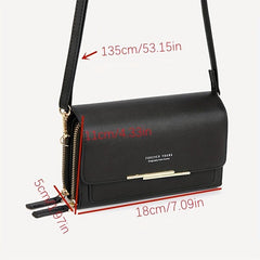 Letter Graphic Square Crossbody Bag PU Leather Clutch Phone Purse