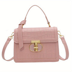 Crocodile Embossed Crossbody Bag Classic Square Flap Shoulder Bag