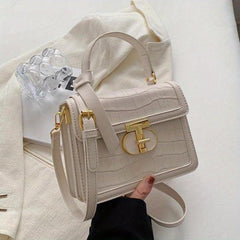 Crocodile Embossed Crossbody Bag Classic Square Flap Shoulder Bag