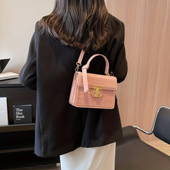 Crocodile Embossed Crossbody Bag Classic Square Flap Shoulder Bag