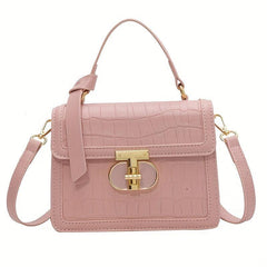 Crocodile Embossed Crossbody Bag Classic Square Flap Shoulder Bag