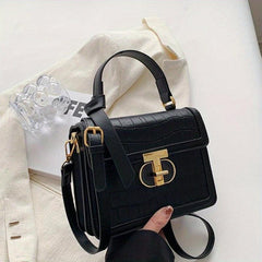 Crocodile Embossed Crossbody Bag Classic Square Flap Shoulder Bag