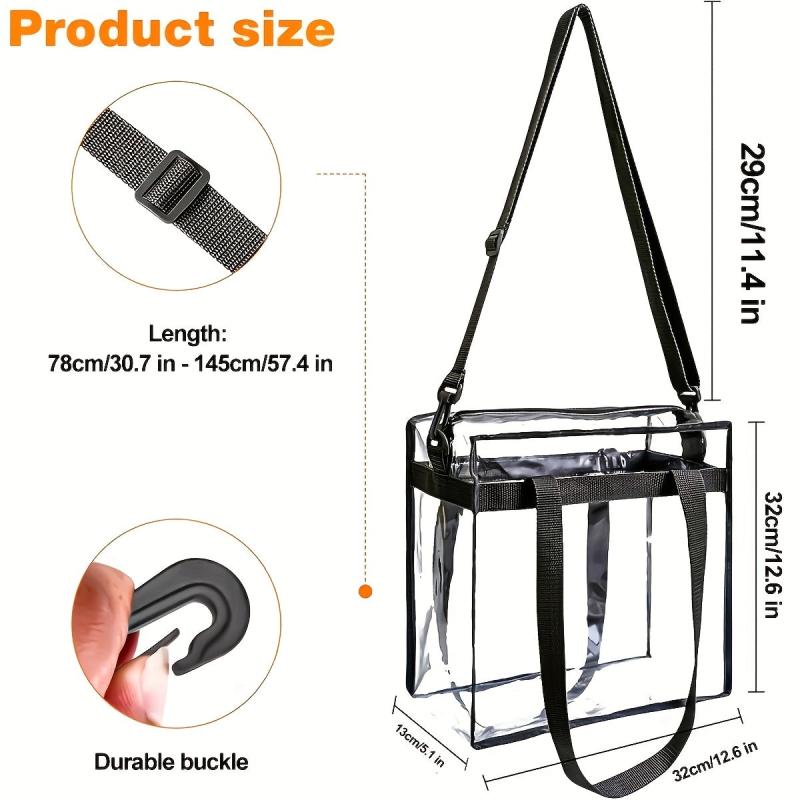 Clear PVC Tote Bag Waterproof Beach Bag Large Capacity Crossbody Bag