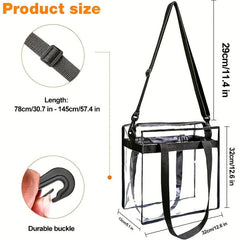 Clear PVC Tote Bag Waterproof Beach Bag Large Capacity Crossbody Bag