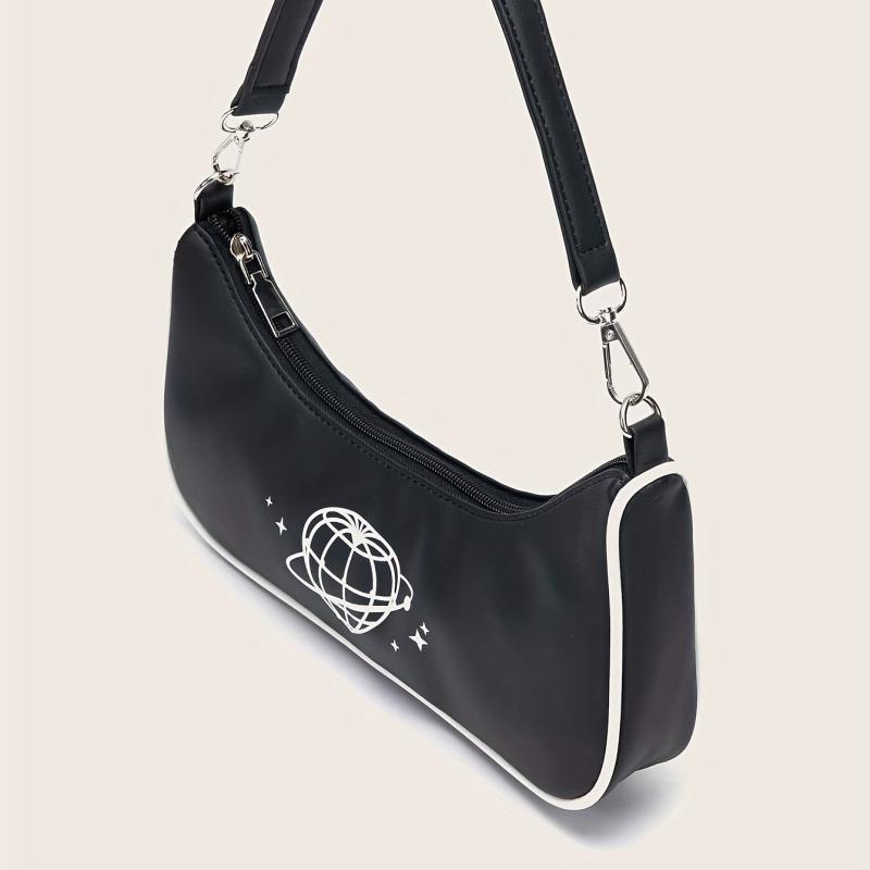 Y2K Planet Graphic Shoulder Bag for Women