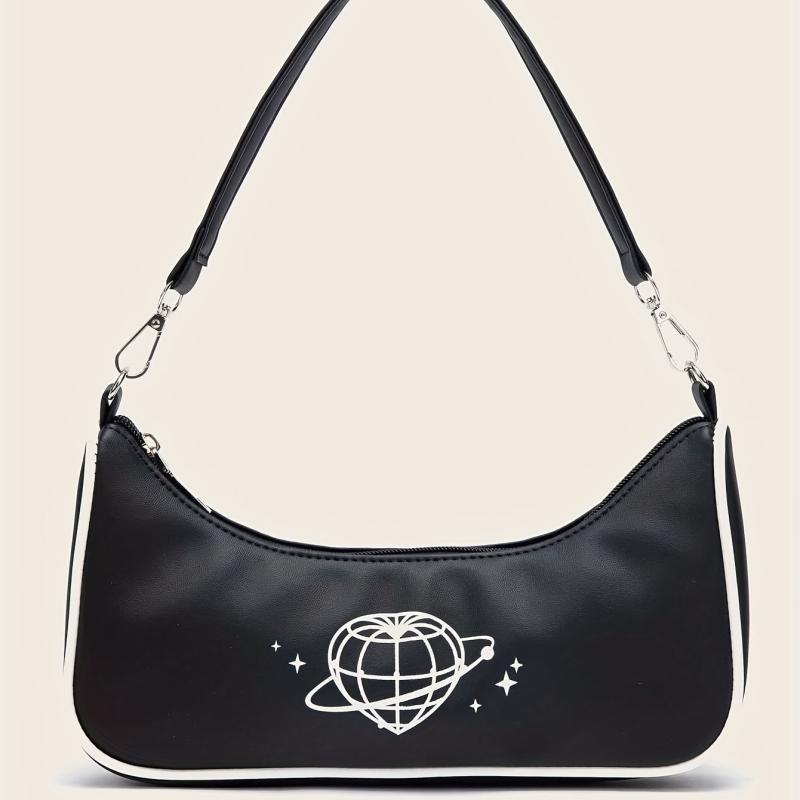 Y2K Planet Graphic Shoulder Bag for Women