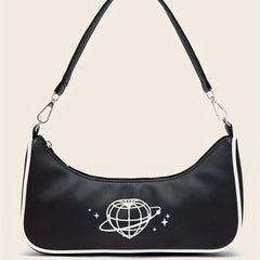Y2K Planet Graphic Shoulder Bag for Women