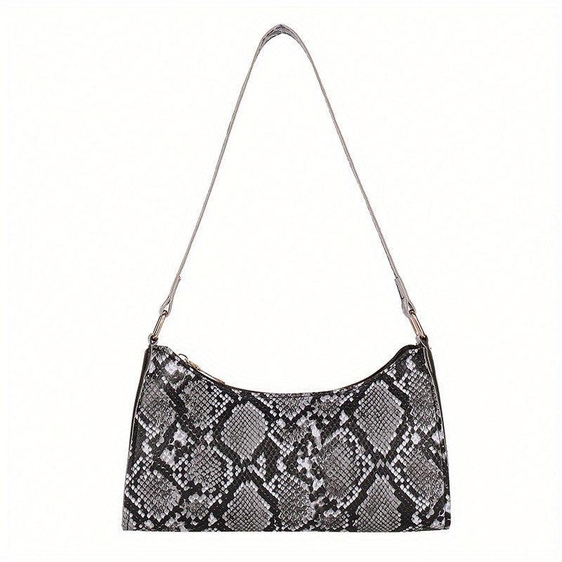 Stylish Snake Skin Baguette Shoulder Bag