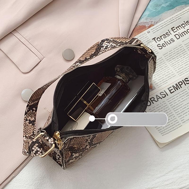 Stylish Snake Skin Baguette Shoulder Bag