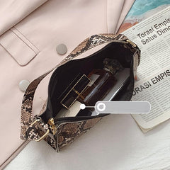 Stylish Snake Skin Baguette Shoulder Bag