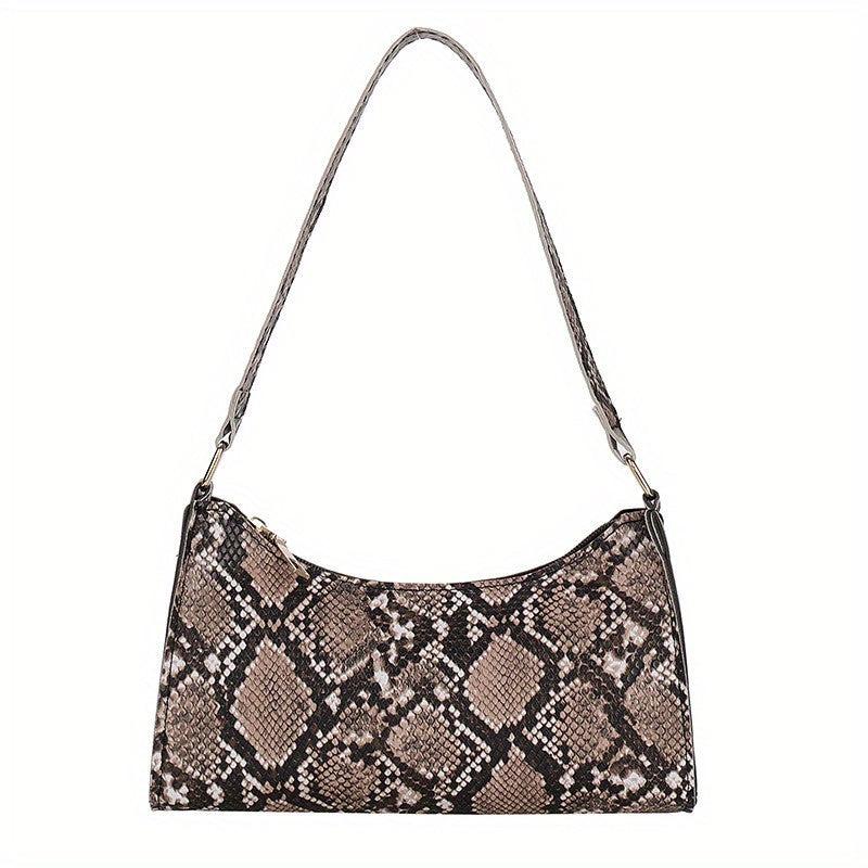 Stylish Snake Skin Baguette Shoulder Bag