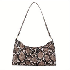 Stylish Snake Skin Baguette Shoulder Bag