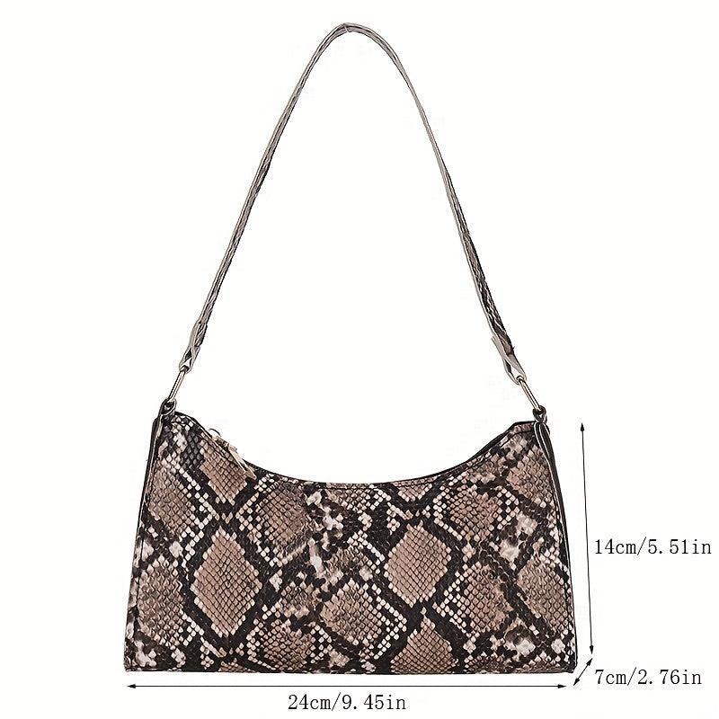 Stylish Snake Skin Baguette Shoulder Bag