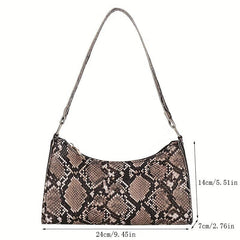 Stylish Snake Skin Baguette Shoulder Bag