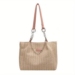 Straw Woven Tote Bag Beach Handbag Lightweight Shoulder Bag