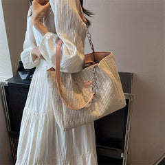 Straw Woven Tote Bag Beach Handbag Lightweight Shoulder Bag