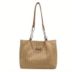 Straw Woven Tote Bag Beach Handbag Lightweight Shoulder Bag
