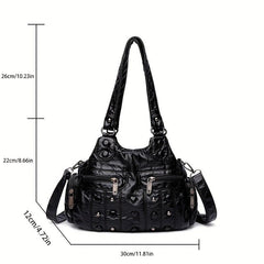 Y2K Studded Shoulder Bag Vintage Faux Leather Handbag