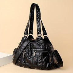 Y2K Studded Shoulder Bag Vintage Faux Leather Handbag