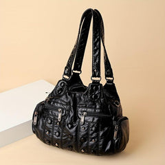 Y2K Studded Shoulder Bag Vintage Faux Leather Handbag