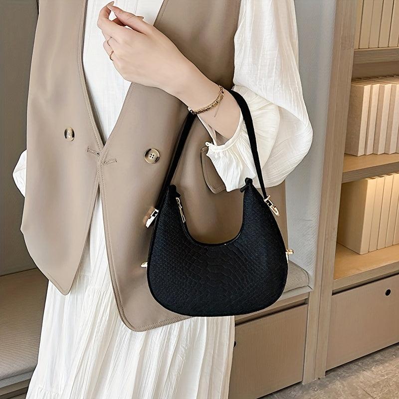 Crocodile Print Shoulder Bag Underarm Purse For Women