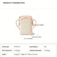 Straw Zipper Crossbody Bag All Match Shoulder Coin Purse