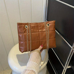 Quilted Chain Crossbody Bag Plaid Tote Bag