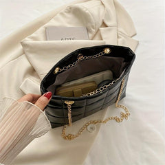 Quilted Chain Crossbody Bag Plaid Tote Bag