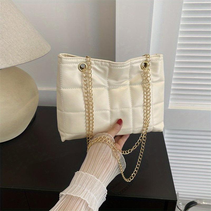Quilted Chain Crossbody Bag Plaid Tote Bag