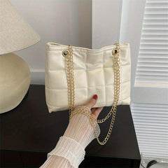 Quilted Chain Crossbody Bag Plaid Tote Bag