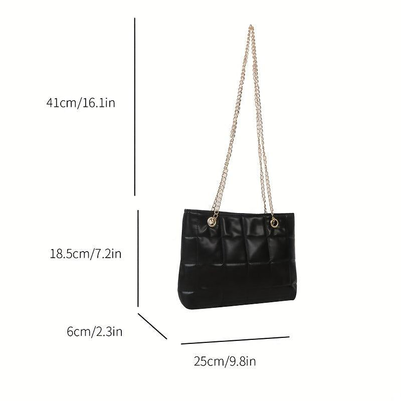 Quilted Chain Crossbody Bag Plaid Tote Bag