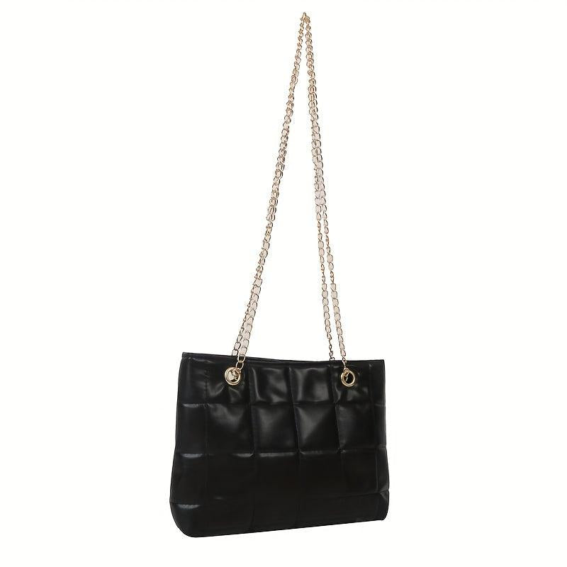 Quilted Chain Crossbody Bag Plaid Tote Bag