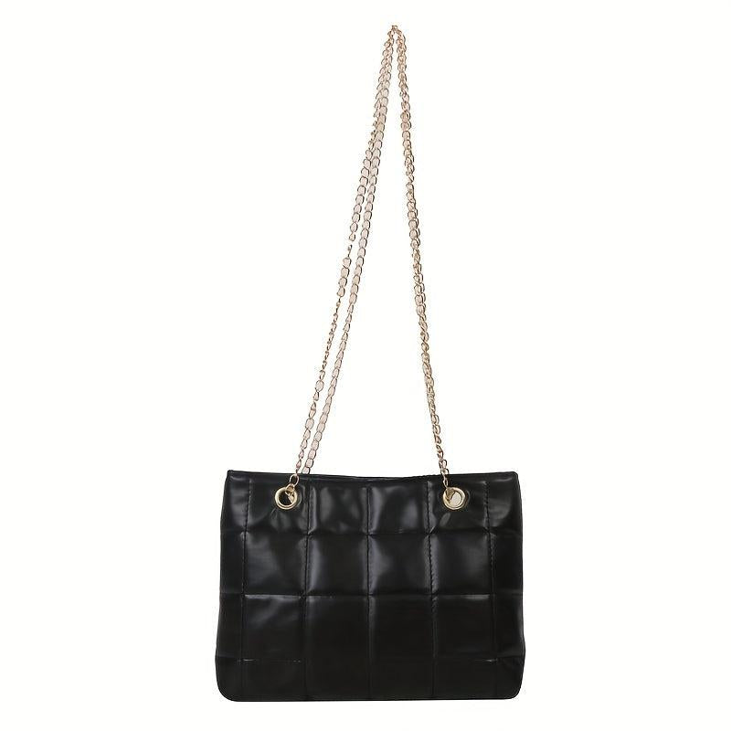 Quilted Chain Crossbody Bag Plaid Tote Bag